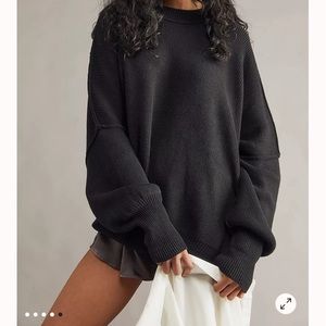 Free People Easy Street Tunic Sweater - Oversized - Black